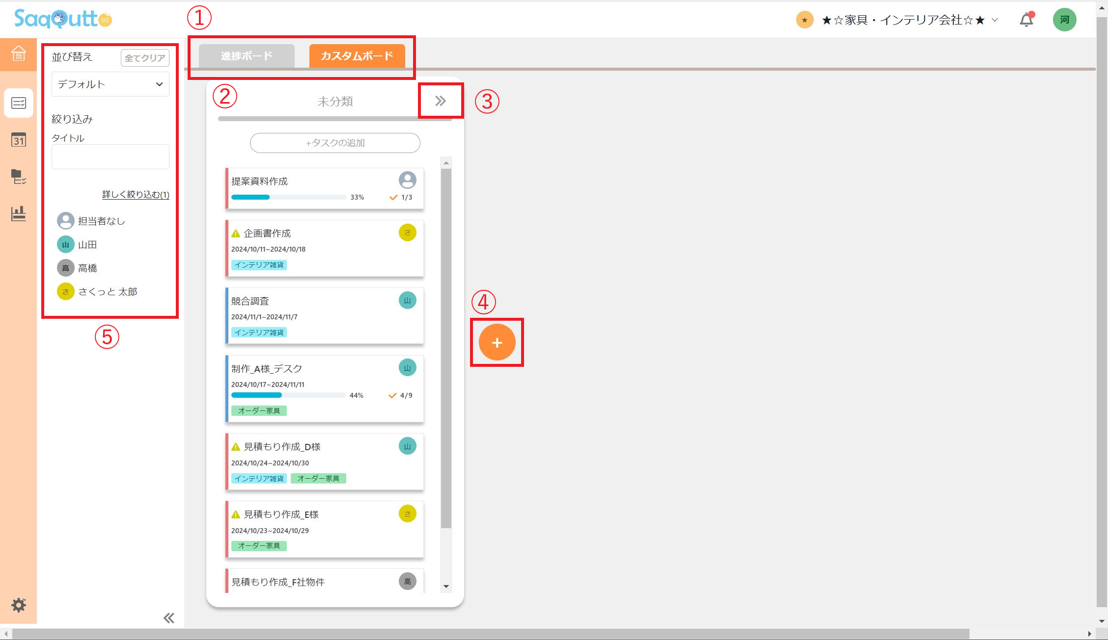 カスタムボード機能画面項目